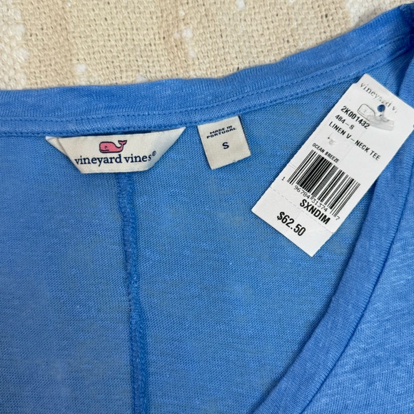Vineyard Vines Blue 100% Linen v neck t shirt size small - Picture 5 of 9